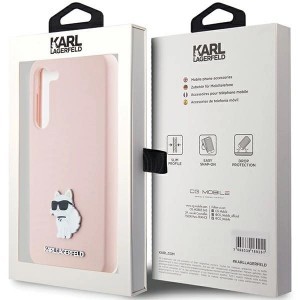 Karl Lagerfeld Silicone Choupette Metal Pin tok Samsung Galaxy S23 - rózsaszín