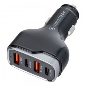 Autós töltő 2 x USB A + 2 x Type C PD QC3.0 6A 120W CC53-2A2C fekete