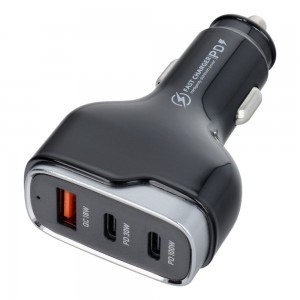 Autós töltő USB-A + 2x Type C PD QC3.0 3A 138W CC53-2C1A fekete