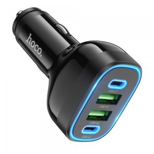 HOCO autós töltő 2 x USB A + 2 x Typ C PD QC 72W NZ11 fekete