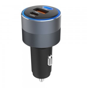 FORCELL F-ENERGY Alu autós töltő 2 x Type C + USB A PD QC4.0 SFC 2.0 4,5A 65W szürke
-