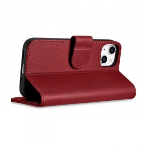 iCarer Wallet tok 2in1 iPhone 14 Plus Anti-RFID bőr fliptok Piros (WMI14220727-RD)