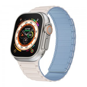 Szilikon mágneses hurok Apple Watch 42/44/45/49 design 2 fehér-kék