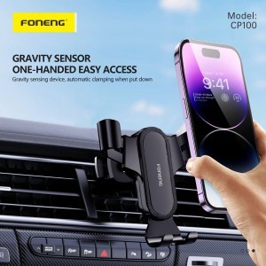 Foneng Car holder CP100 gravity szellőzőre erősíthető autós telefontartó fekete