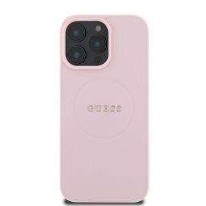 Guess PU Grained Classic Logo MagSafe tok iPhone 16 Pro Max-hoz, rózsaszín