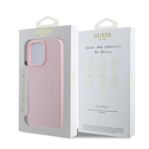 Guess PU Grained Classic Logo MagSafe tok iPhone 16 Pro Max-hoz, rózsaszín