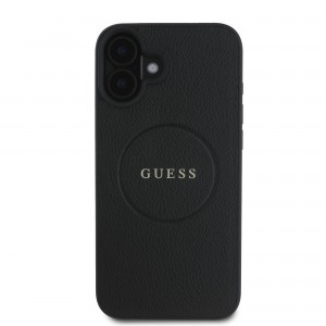 Guess PU Grained Classic Logo MagSafe tok iPhone 16 Plus-hoz fekete