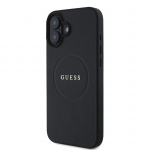 Guess PU Grained Classic Logo MagSafe tok iPhone 16 Plus-hoz fekete