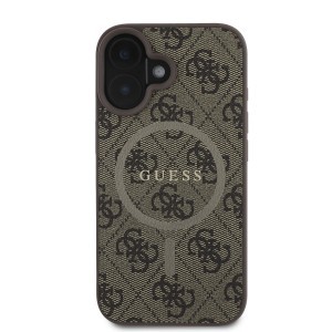 Guess PU Leather 4G Colored Ring MagSafe tok iPhone 16 Plus Brown