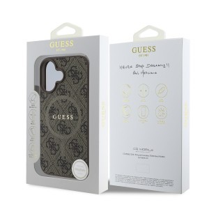 Guess PU Leather 4G Colored Ring MagSafe tok iPhone 16 Plus Brown