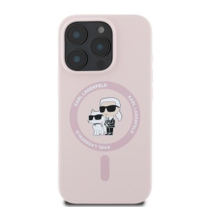 Karl Lagerfeld Liquid Silicone Karl és Choupette MagSafe tok iPhone 16 Pro Pink