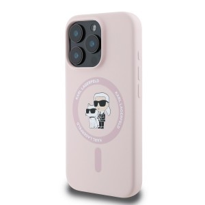 Karl Lagerfeld Liquid Silicone Karl és Choupette MagSafe tok iPhone 16 Pro Pink