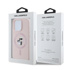 Karl Lagerfeld Liquid Silicone Karl és Choupette MagSafe tok iPhone 16 Pro Pink