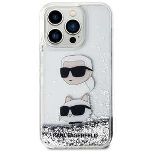 Eredeti előlapos tok KARL LAGERFELD KLHCP14LLDHKCNS iPhone 14 Pro számára (Liquid Glitter KC / fehér) tok