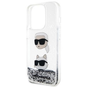 Eredeti előlapos tok KARL LAGERFELD KLHCP14LLDHKCNS iPhone 14 Pro számára (Liquid Glitter KC / fehér) tok