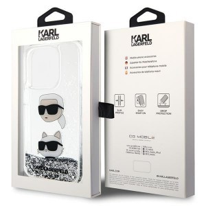 Eredeti előlapos tok KARL LAGERFELD KLHCP14LLDHKCNS iPhone 14 Pro számára (Liquid Glitter KC / fehér) tok