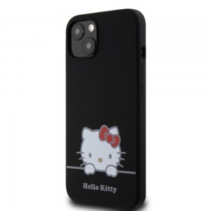 Hello Kitty Liquid Silicone Daydreaming Logo tok iPhone 13-hoz, fekete