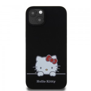 Hello Kitty Liquid Silicone Daydreaming Logo tok iPhone 13-hoz, fekete