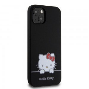 Hello Kitty Liquid Silicone Daydreaming Logo tok iPhone 13-hoz, fekete