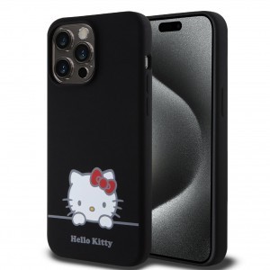 Hello Kitty Liquid Silicone Daydreaming Logo tok iPhone 15 Pro Max készülékhez fekete