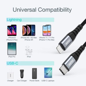 USB-C - Lightning Choetech IP0042 MFi cable 480Mb/s 3A 3m - black