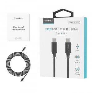 Choetech XCC-1036 USB-C - USB-C PD kábel 240W 480Mb/s 2m - fekete