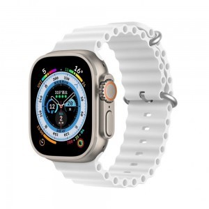 DUX DUCIS OCEAN WAVE szilikon szíj Apple Watch 42 / 44 / 45 mm fehér