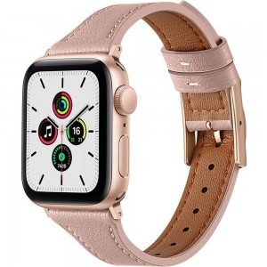 DUX DUCIS YA valódi bőrszíj Apple Watch 42 / 44 / 45 / 49 mm rózsaszín