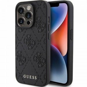 GUESS puzdro pre iPhone 15 Pro GUHCP15LP4EPMK (Quilted 4G Classic) čierne puzdro