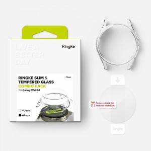 RINGKE SLIM & TEMPERED GLASS GALAXY WATCH 7 (44 MM) CLEAR üvegfólia