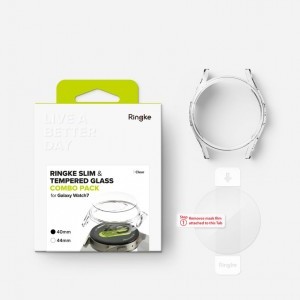 RINGKE SLIM & TEMPERED GLASS GALAXY WATCH 7 (40 MM) CLEAR tok és üvegfólia