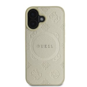 Original Case GUESS merev tok Saffiano Peony Classic Logo MagSafe GUHMP16SPSAPSMED iPhone 16 tok arany