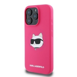 Original Pouch KARL LAGERFELD hardcase Silicone Choupette Head Print MagSafe KLHMP16XSCHPPLF tok - iPhone 16 Pro Max - fukszia