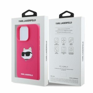 Original Pouch KARL LAGERFELD hardcase Silicone Choupette Head Print MagSafe KLHMP16XSCHPPLF tok - iPhone 16 Pro Max - fukszia