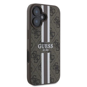 Eredeti Guess 4G Printed Stripes Ütésálló MagSafe tok GUHMP16SP4RPSW iPhone 16-hoz, barna