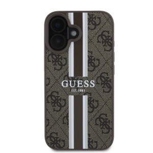 Eredeti Guess 4G Printed Stripes Ütésálló MagSafe tok GUHMP16SP4RPSW iPhone 16-hoz, barna