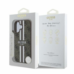 Eredeti Guess 4G Printed Stripes Ütésálló MagSafe tok GUHMP16SP4RPSW iPhone 16-hoz, barna