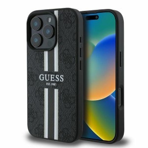 Eredeti Guess keménytok 4G Nyomtatott Csíkok MagSafe GUHMP16LP4RPSK iPhone 16 Pro fekete tok