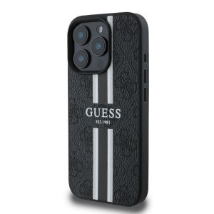 Eredeti Guess keménytok 4G Nyomtatott Csíkok MagSafe GUHMP16LP4RPSK iPhone 16 Pro fekete tok