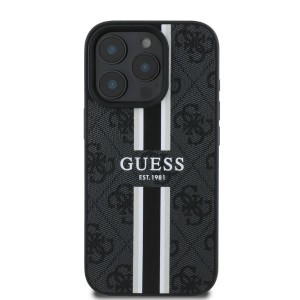 Eredeti Guess keménytok 4G Nyomtatott Csíkok MagSafe GUHMP16LP4RPSK iPhone 16 Pro fekete tok