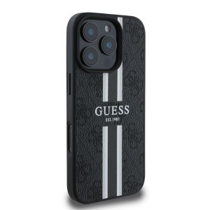 Eredeti Guess keménytok 4G Nyomtatott Csíkok MagSafe GUHMP16LP4RPSK iPhone 16 Pro fekete tok