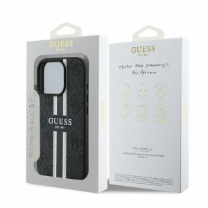 Eredeti Guess keménytok 4G Nyomtatott Csíkok MagSafe GUHMP16LP4RPSK iPhone 16 Pro fekete tok