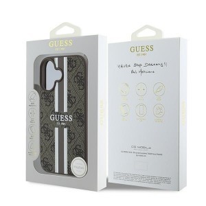 Original Case GUESS keménytok 4G Printed Stripes MagSafe GUHMP16XP4RPSW iPhone 16 Pro Max barna tok