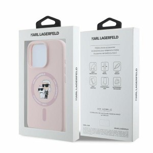 Original Pouch KARL LAGERFELD hardcase Szilikon KC Heads Gyűrű MagSafe KLHMP16MSCMKCRHP iPhone 16 Plus tok rózsaszín