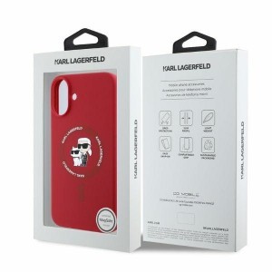 Original Pouch KARL LAGERFELD hardcase Silicone KC Heads Ring MagSafe KLHMP16MSCMKCRHR tok piros iPhone 16 Plus-hoz