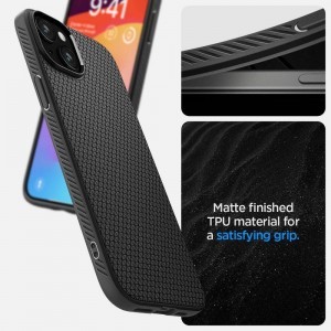 SPIGEN Liquid Air tok iPhone 16 Plus-hoz, matt fekete