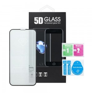 iPhone 16 Pro 5D Full Glue Tempered Glass kijelzővédő üvegfólia fekete kerettel