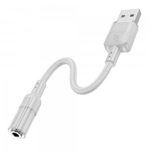 HOCO adapter AUX USB A to Jack 3,5 mm LS37 0,15 m szürke