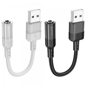 HOCO adapter AUX USB A to Jack 3,5 mm LS37 0,15 m szürke