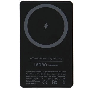 Powerbank Audi Big Logo MagSafe induktív 15W 5000mAh - szürke-4